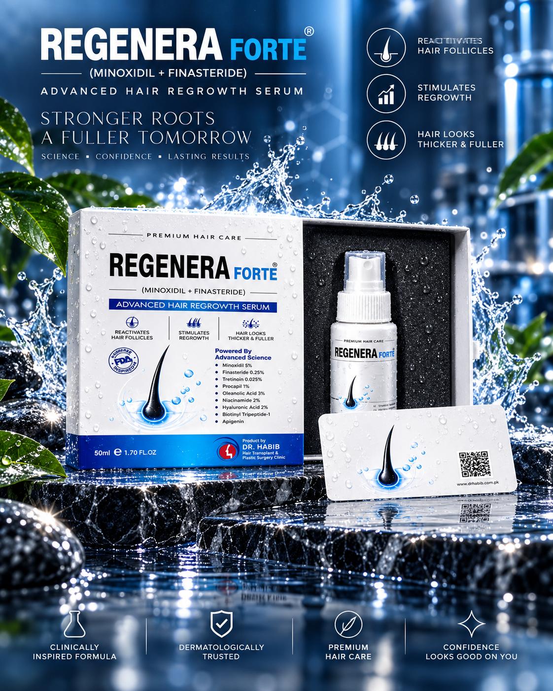 Regenera Forte Hair Serum 50ml – Minoxidil 5% + Finasteride 0.25%